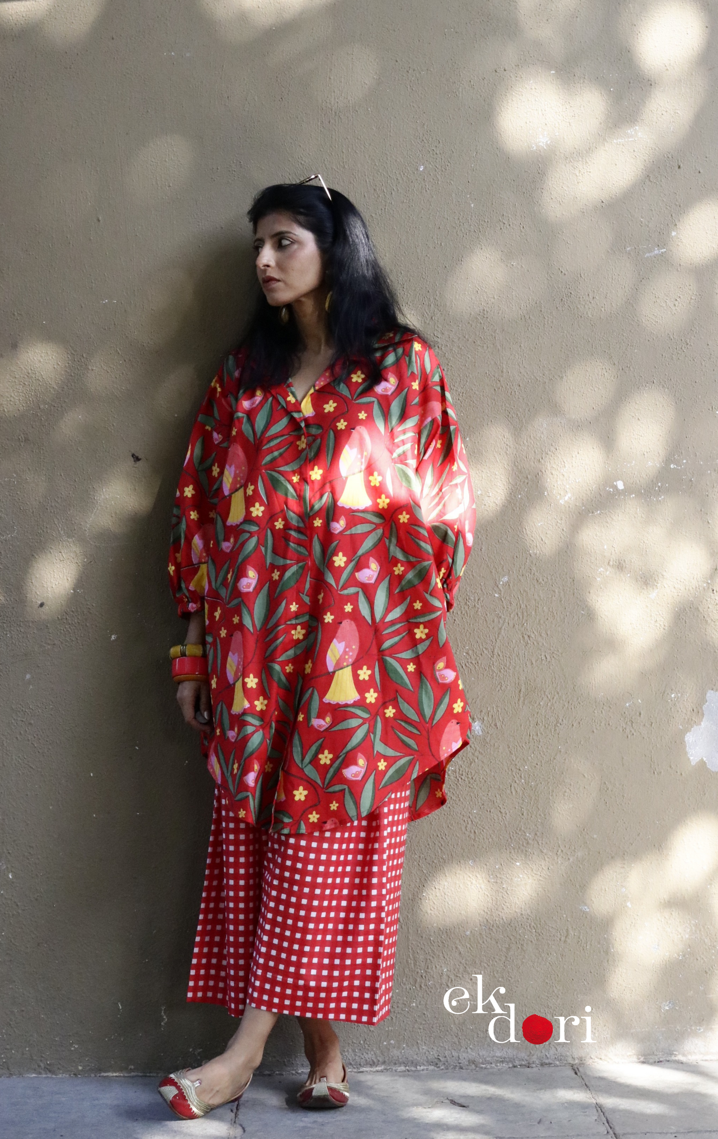 Cotton Kurta Co-Ord Set 'Bird Song' : Buy Palazzo Pant Kurta Cotton Co-ord Set In Bright Fun Print