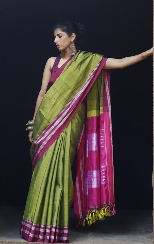 Buy Ilkal Cotton Silk Handloom Saree : Ilkal 'Humble Henna Saree'