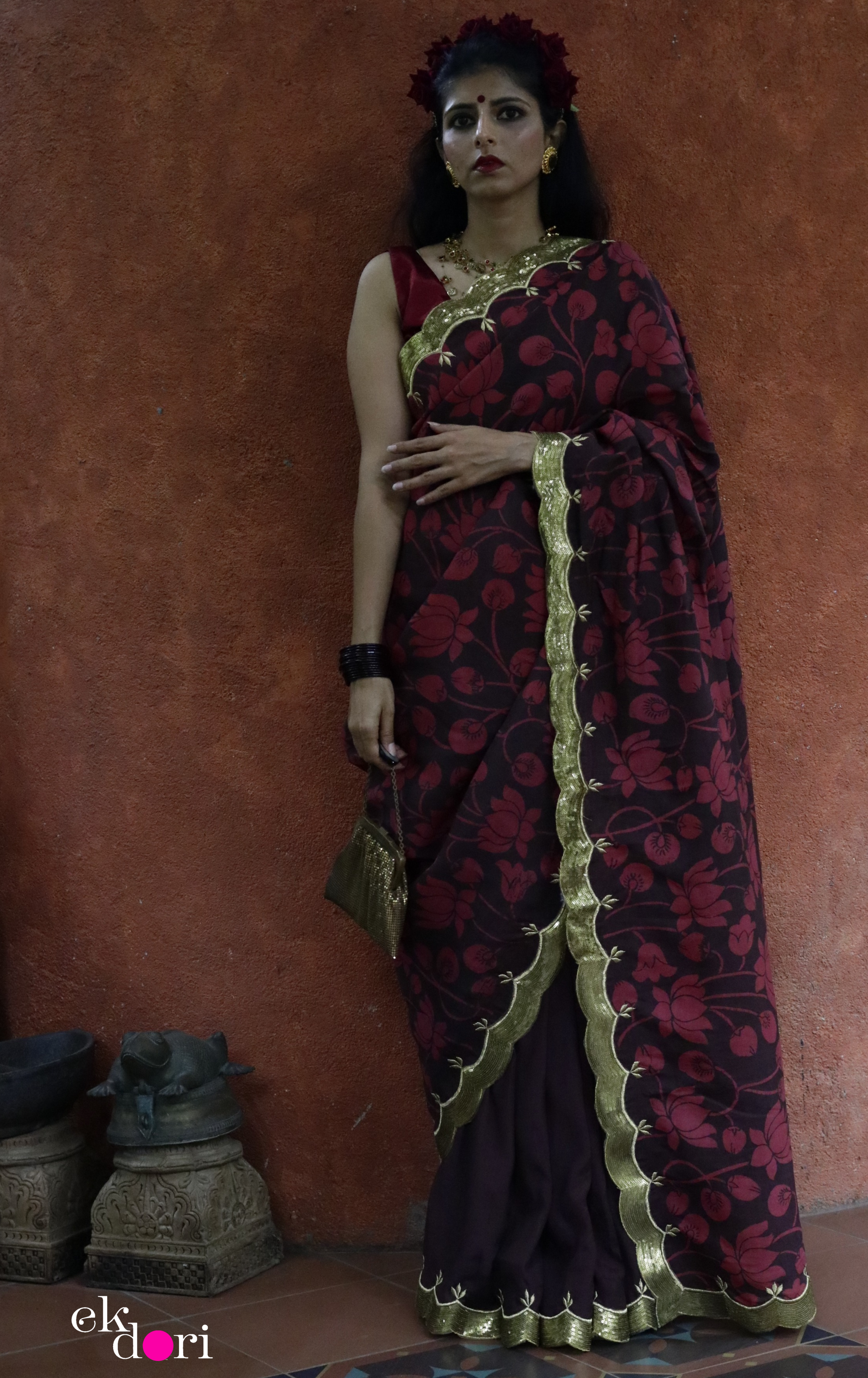 RED LOTUS SOFT LICHI SILK SAREES