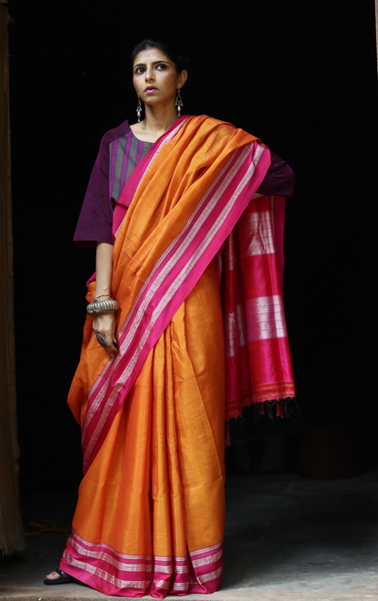 Buy Ilkal Cotton Silk Handloom Saree : Handloom Ilkal 'Narangi Rani'