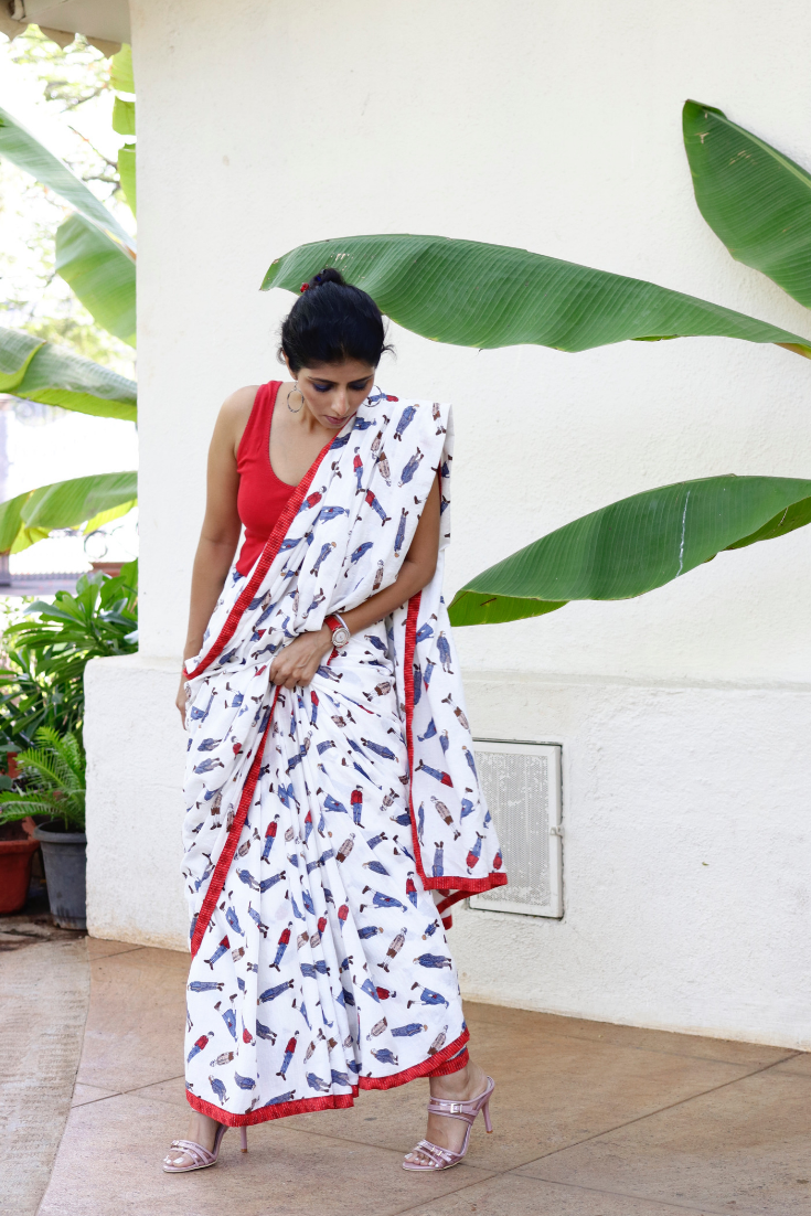 Dark Red Silk Printed Saree With Blouse - Vishal Prints - 4000115