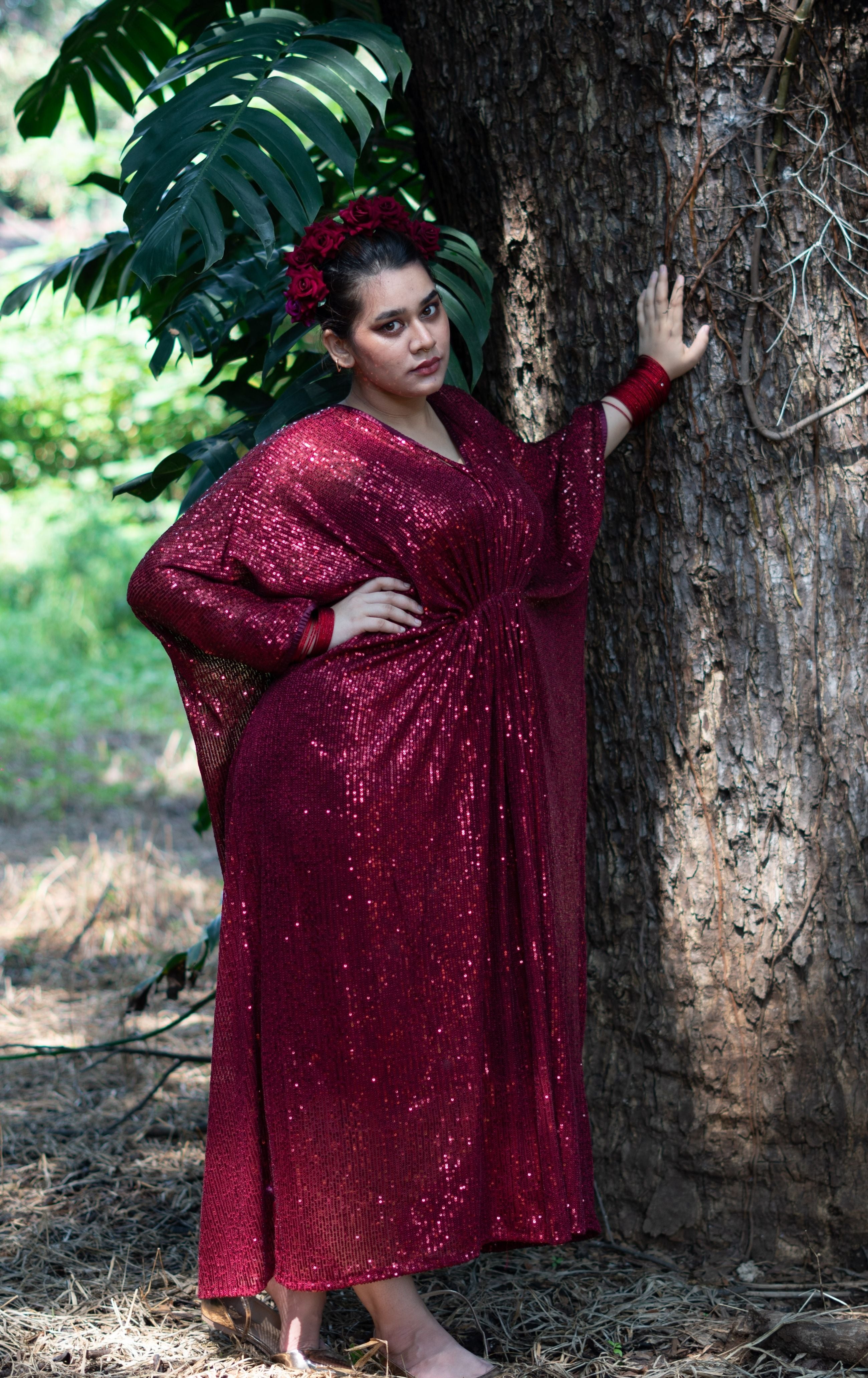 Maroon kaftan hot sale dress