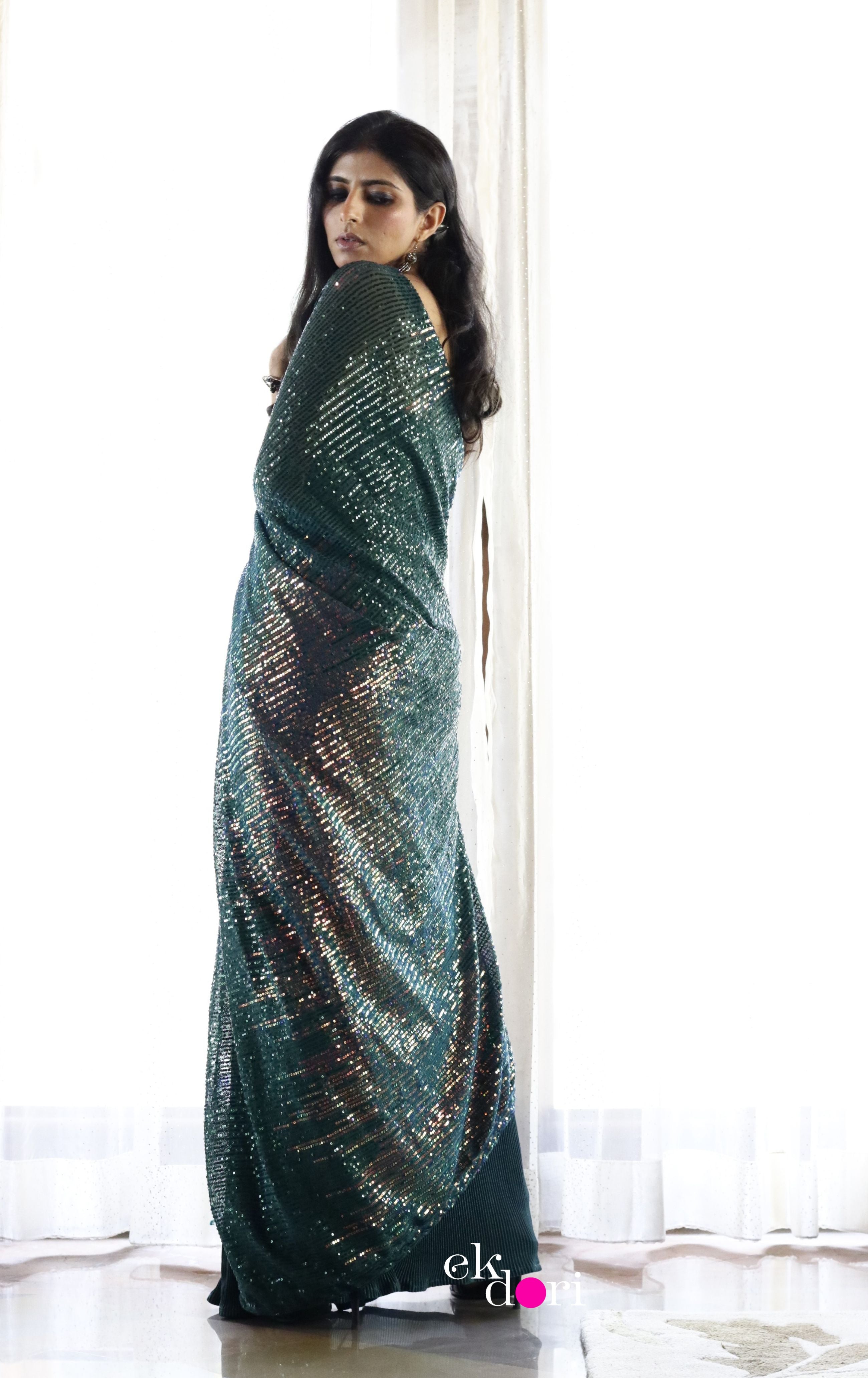 Powder green sequins fabric saree for party events - G3-WSA51769 |  G3fashion.com