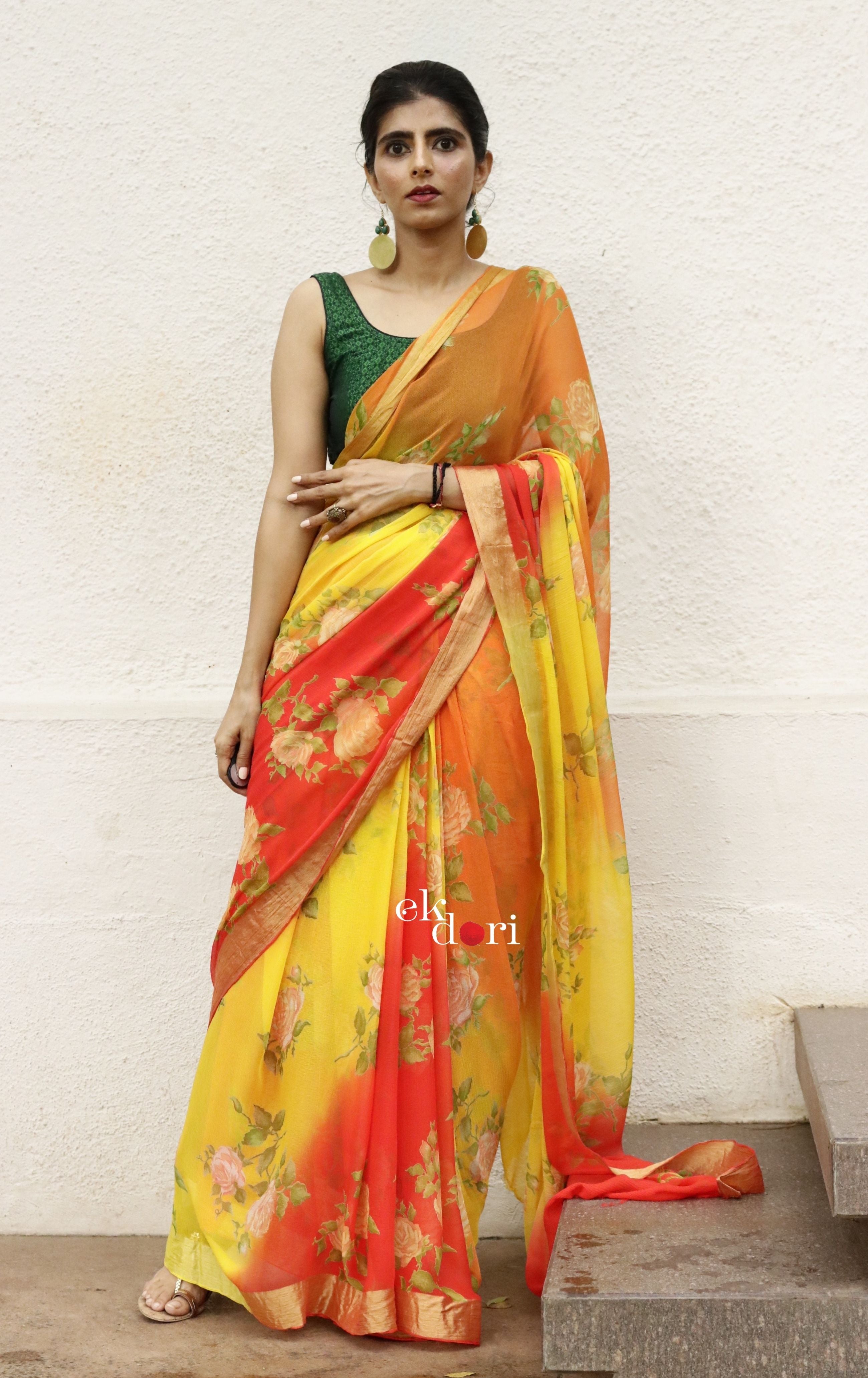 Blue Chiffon Sarees: Buy Latest Designs Online | Utsav Fashion