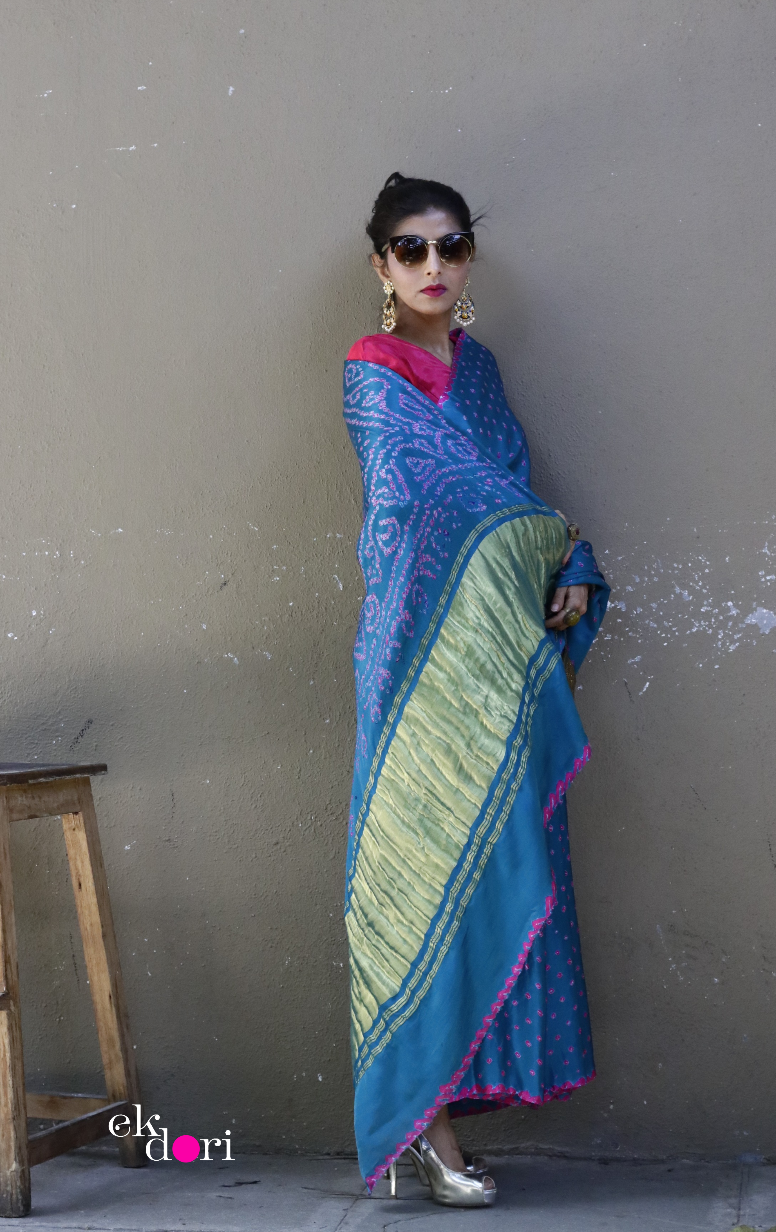 Sensational Green & Red Bandhani Art Silk Handicraft Designer Fancy Saree  Online - RJ Fashion